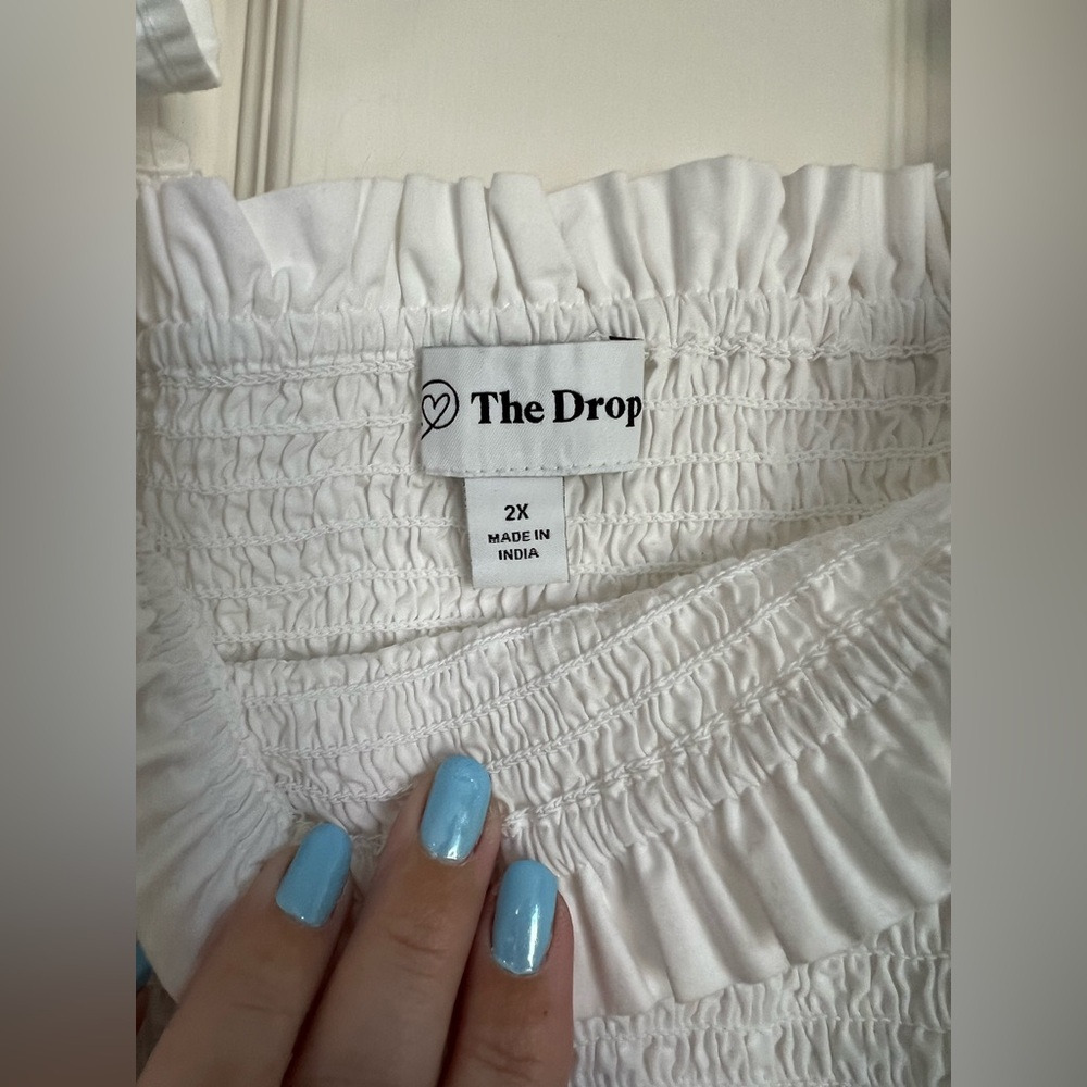The Drop Women's Marisol Long-Sleeve Ruffle Poplin Smocked Top Size 2X - Picture 10 of 12